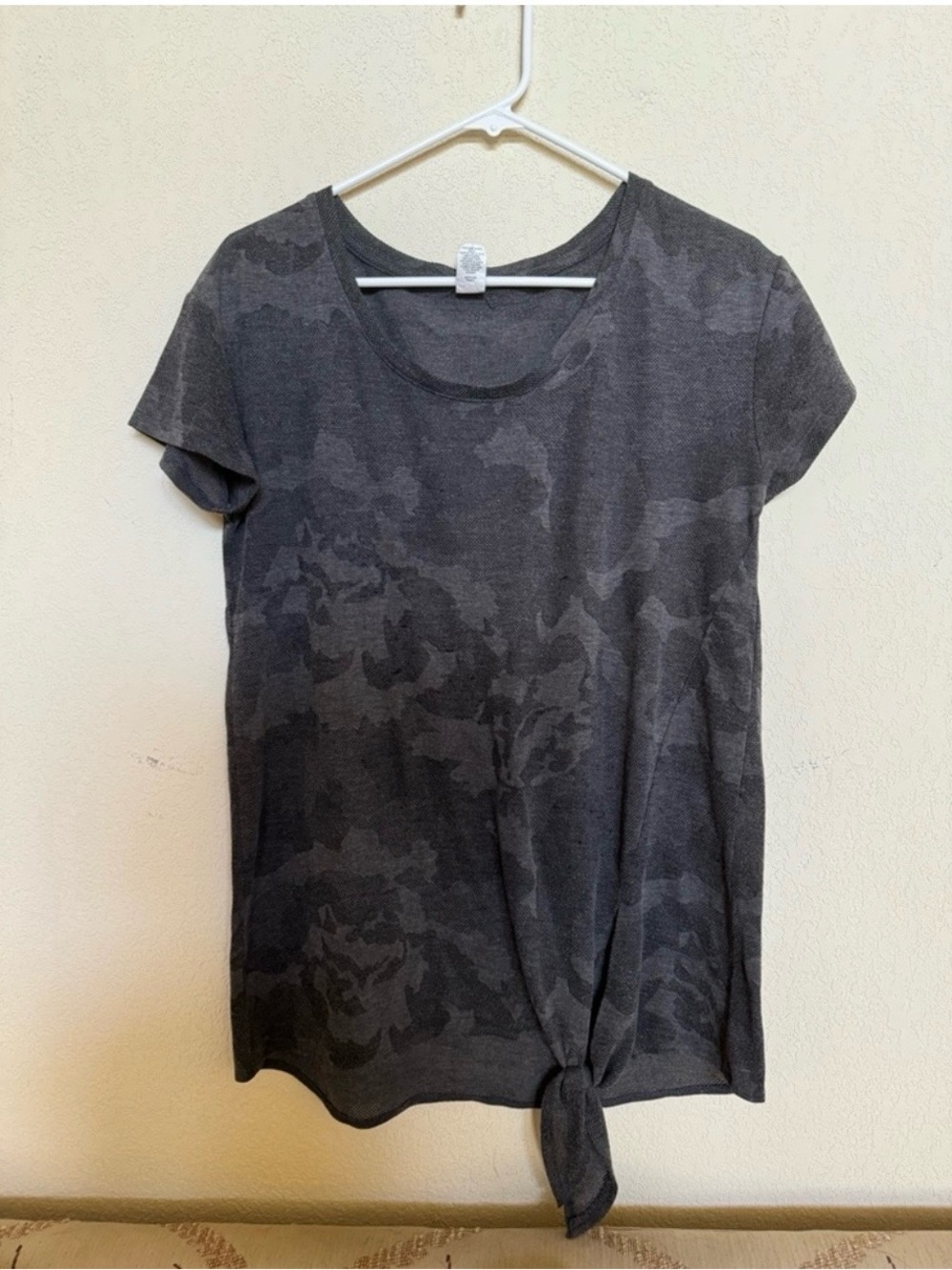 Xersion Women's Charcoal Camouflage Tie-Front Tee